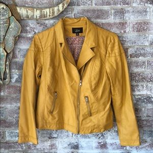 Faux Leather Jacket; Mustard Yellow